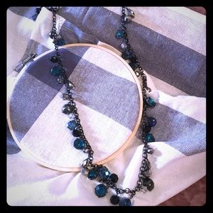 Blue long strand necklace